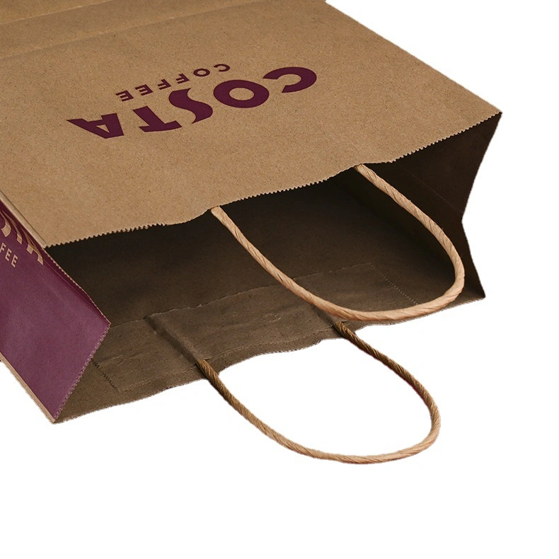 Eco-Friendly Printed Natural Grocery Paper Bag Brown Twisted Handle Paper Shopping Bag